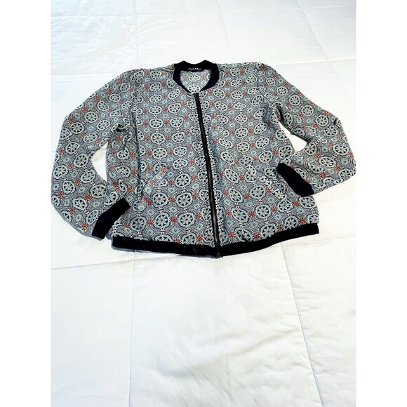 Blouse About a Girl Medium Women Floral Zip Up Blue See Through - Picture 1 of 4